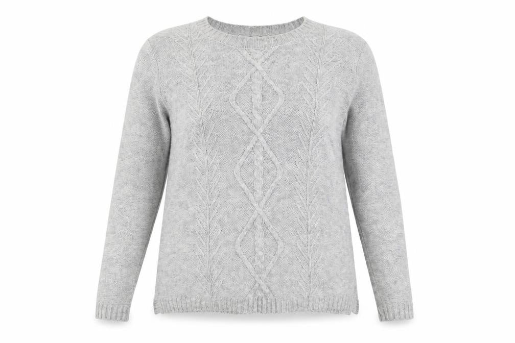 BHS Women’s Grey Cable-Knit Pullover Jumper Size 16