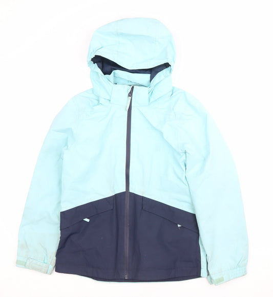Mountain Warehouse Boys Blue Waterproof Hooded Rain Coat Jacket 11-12 Years