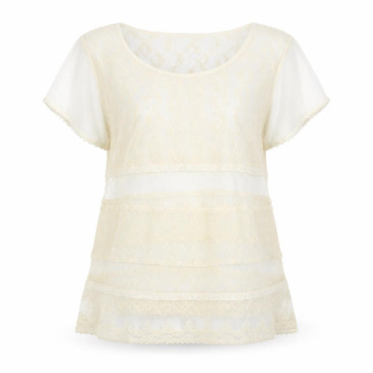 Marks and Spencer Women’s Ivory Lace Tunic Blouse UK 16 Scoop Neck