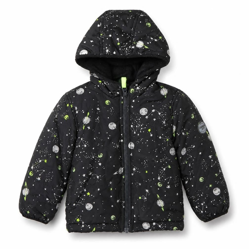 OshKosh B'gosh Boys Black Space Print Puffer Winter Jacket 3 Years