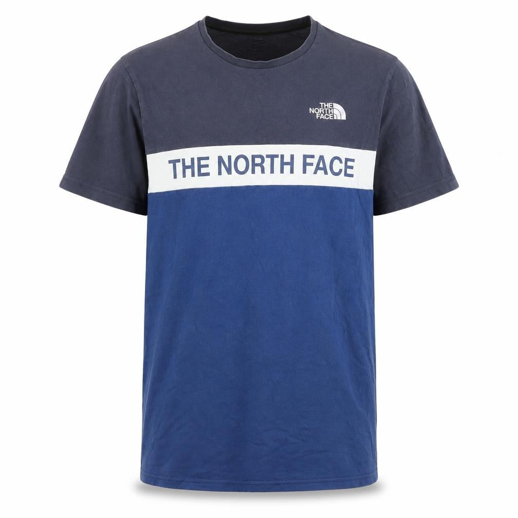 The North Face Men's Blue Small Colourblock Logo Cotton T-Shirt