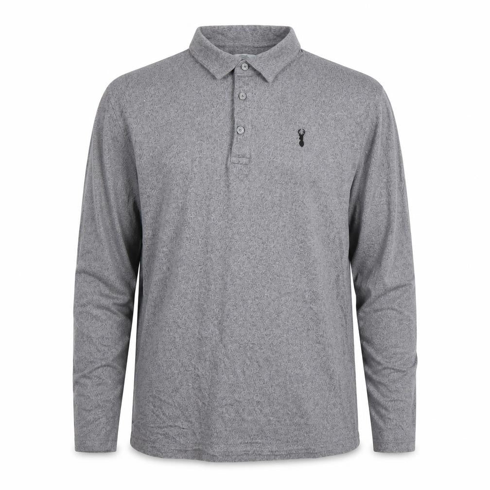 Next Men's Grey Long Sleeve Polo Shirt M Cotton Stretch