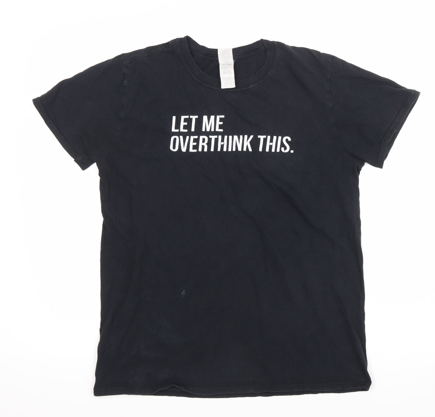 Gildan Womens Black Medium Graphic T-Shirt Funny Quote Crew Neck