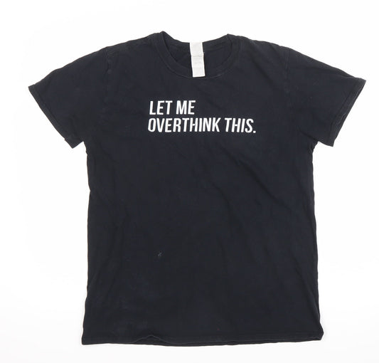 Gildan Womens Black Medium Graphic T-Shirt Funny Quote Crew Neck