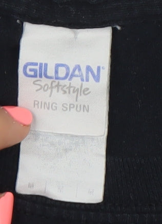 Gildan Womens Black Medium Graphic T-Shirt Funny Quote Crew Neck