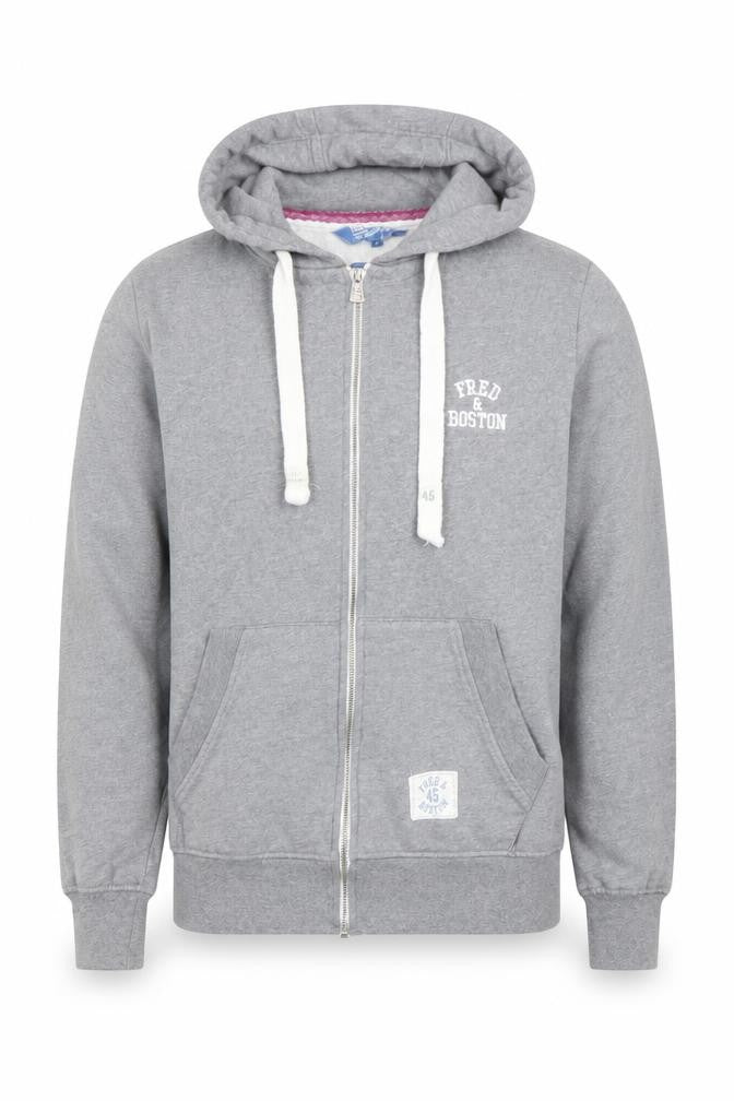 Fred & Boston Men’s Grey Full Zip Hoodie Size S Regular Fit