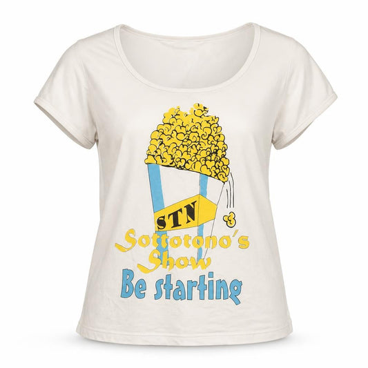 Sottotono Women’s Ivory Graphic Cropped T-Shirt L Scoop Neck