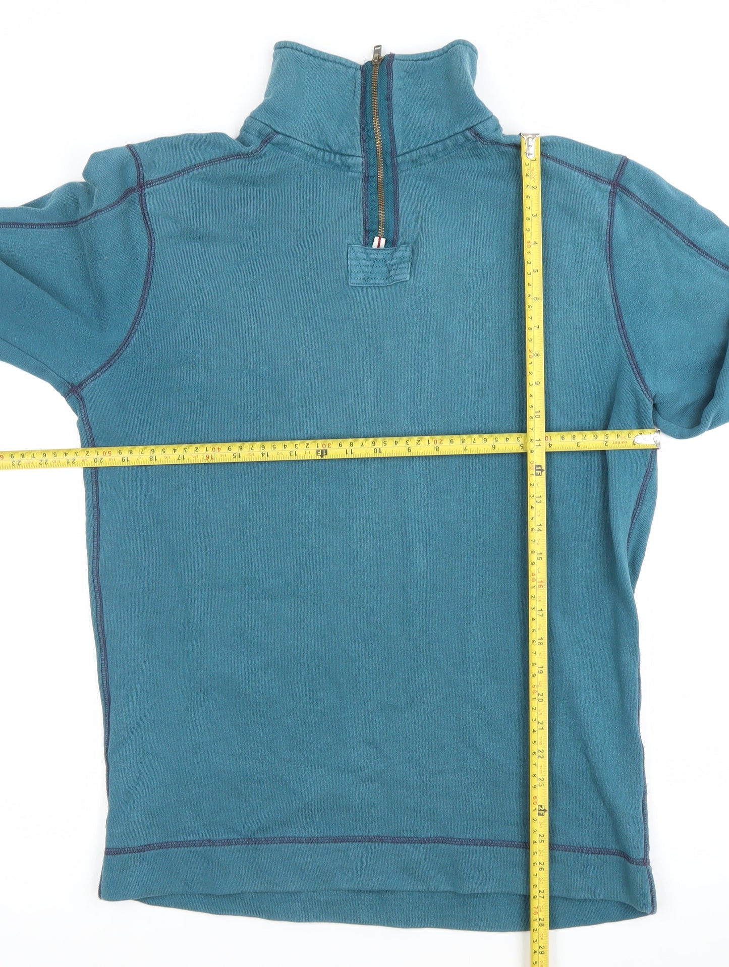 White Stuff Mens Blue 1/4 Zip Sweatshirt Size M Cotton Casual