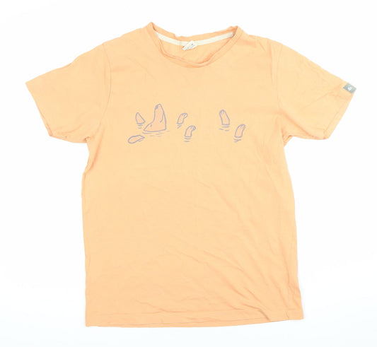Women’s Orange Cotton Dod Swimming Graphic T-Shirt Medium Casual Summer