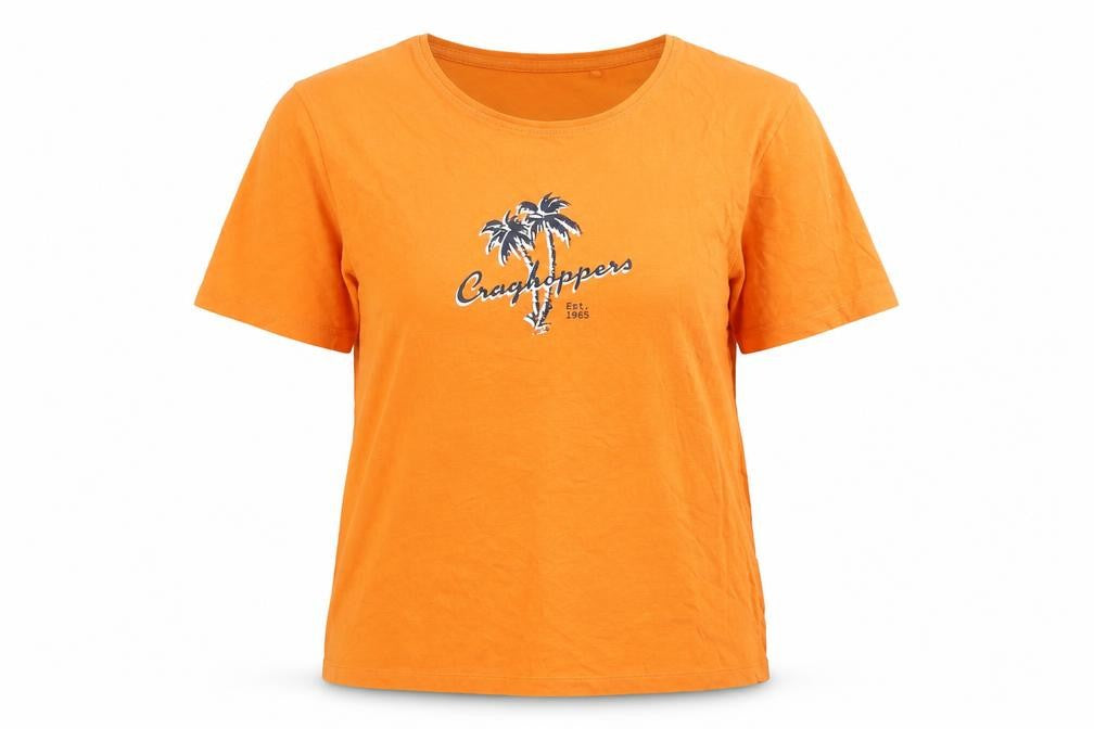 Craghoppers Womens Orange Cotton T-Shirt Size 14 Short Sleeve