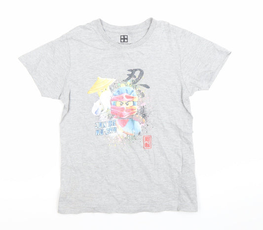LEGO Ninjago Grey T-Shirt Unisex Kids Age 8 Years Graphic Print Crew Neck