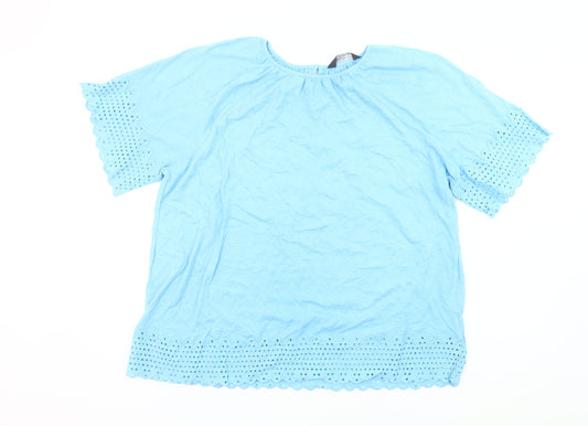 Marks and Spencer Women’s Blue Cotton Embroidered Tunic Blouse UK 12