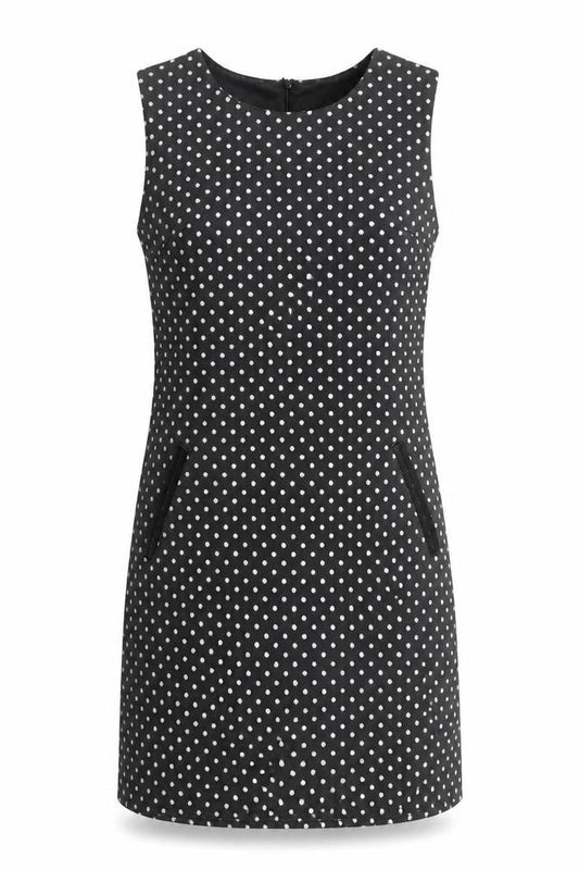 Chic & Mit Women's Black Polka Dot Sleeveless Sheath Dress S