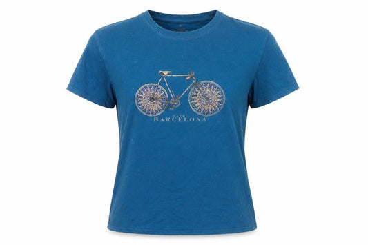 Good Vibes Barcelona Womens Blue Cotton T-Shirt Size M Casual