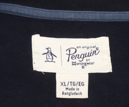 Original Penguin Men's Blue XL Crew Neck Pullover Sweatshirt Logo Sports