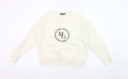 Missguided Women’s Ivory Petite Logo Sweatshirt UK 4 Pullover