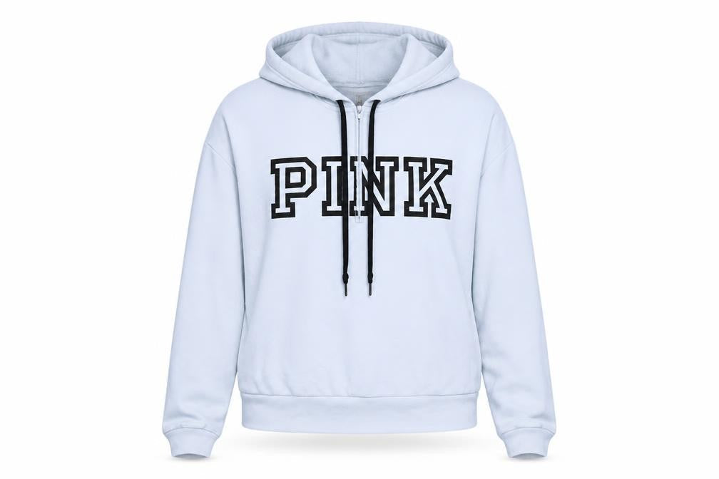 Victoria's Secret PINK Women's Blue Hoodie Small Cotton Blend Logo