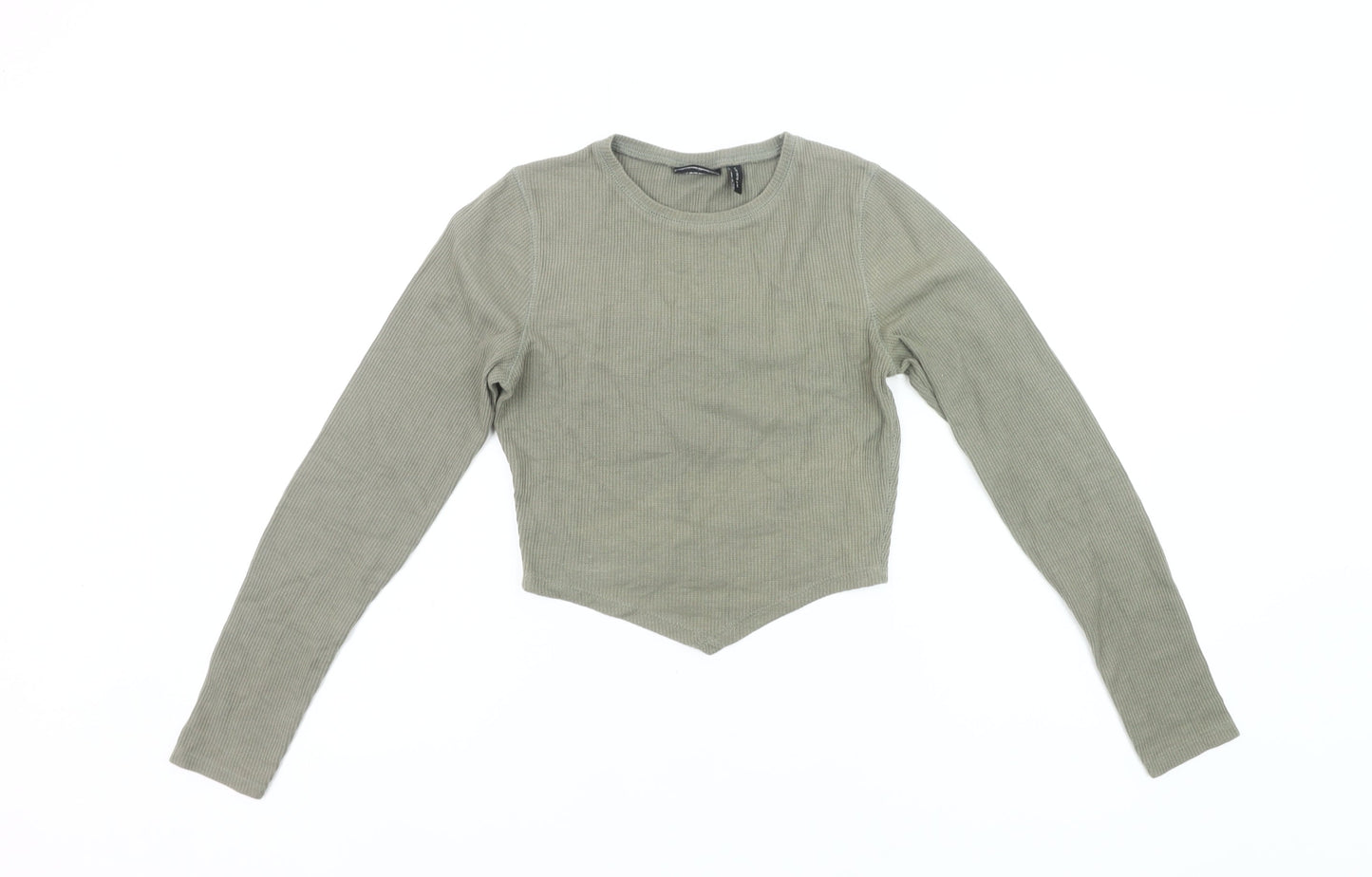 ASOS Design Women’s Green Size 8 Cropped Long Sleeve Slim Fit Top