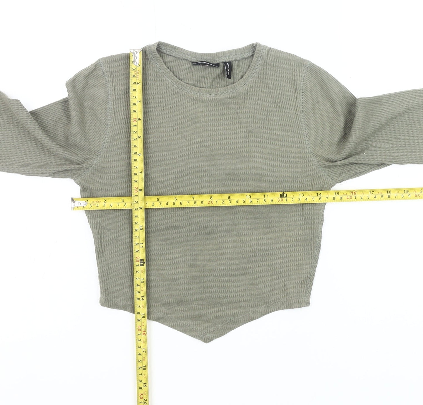 ASOS Design Women’s Green Size 8 Cropped Long Sleeve Slim Fit Top