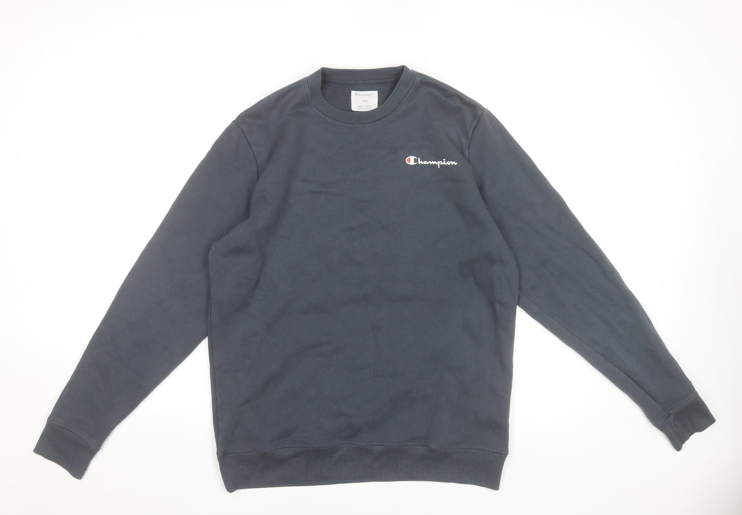 Champion Men’s Black Pullover Sweatshirt M Regular Crew Neck Logo