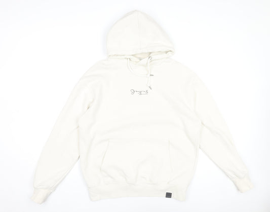 Pull & Bear Men’s White Graphic Print Pullover Hoodie Size S