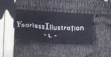 Fearless Illustration Men’s L Black White Geometric Viscose Shirt