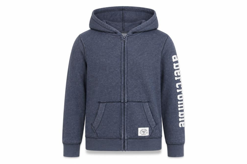 Abercrombie & Fitch Boys Blue Full Zip Hoodie L Logo Hooded Sweatshirt