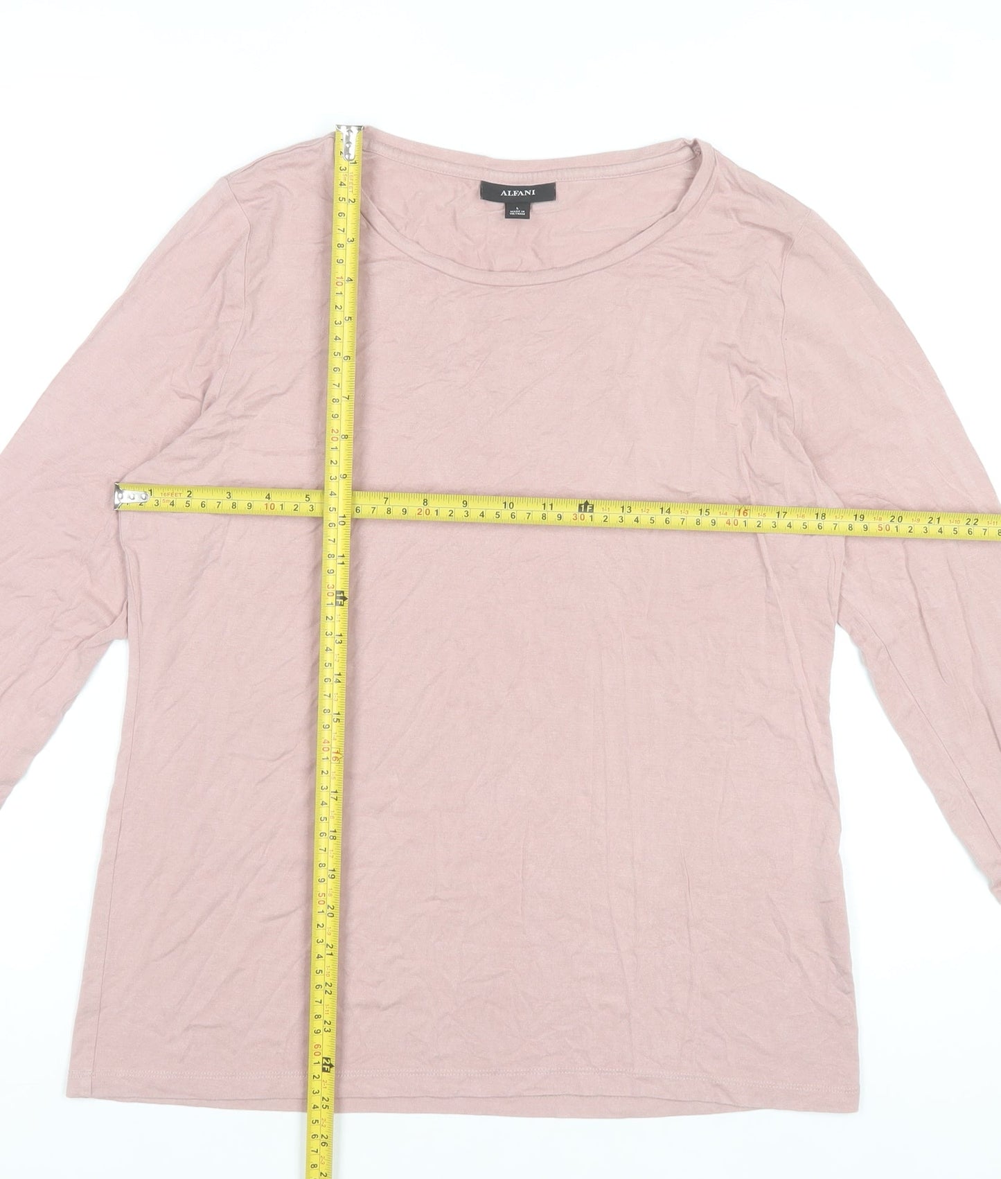 Alfani Women Pink Jersey Long Sleeve Scoop Neck T-Shirt Size L