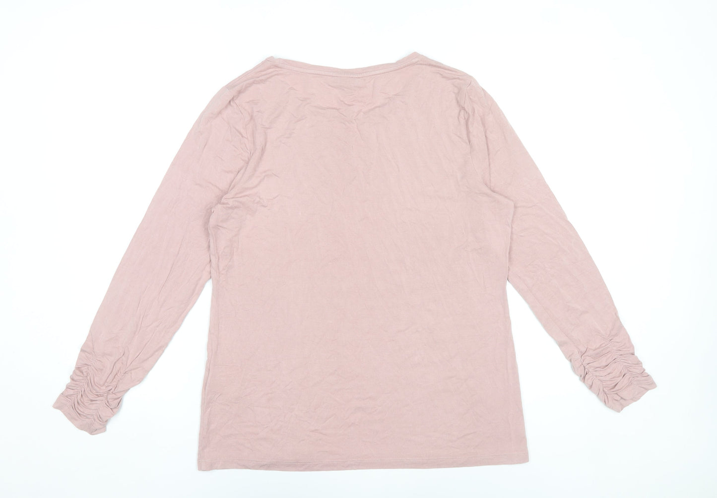 Alfani Women Pink Jersey Long Sleeve Scoop Neck T-Shirt Size L