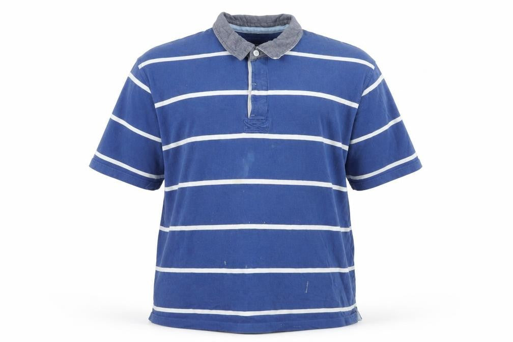Maine New England Mens Blue Striped Cotton Polo Shirt 2XL