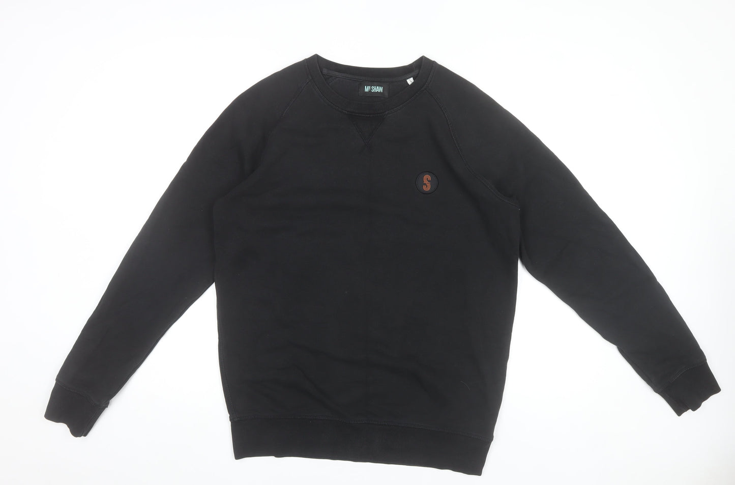 MR SHAW Men’s Black Crew Neck Pullover Sweatshirt Size L