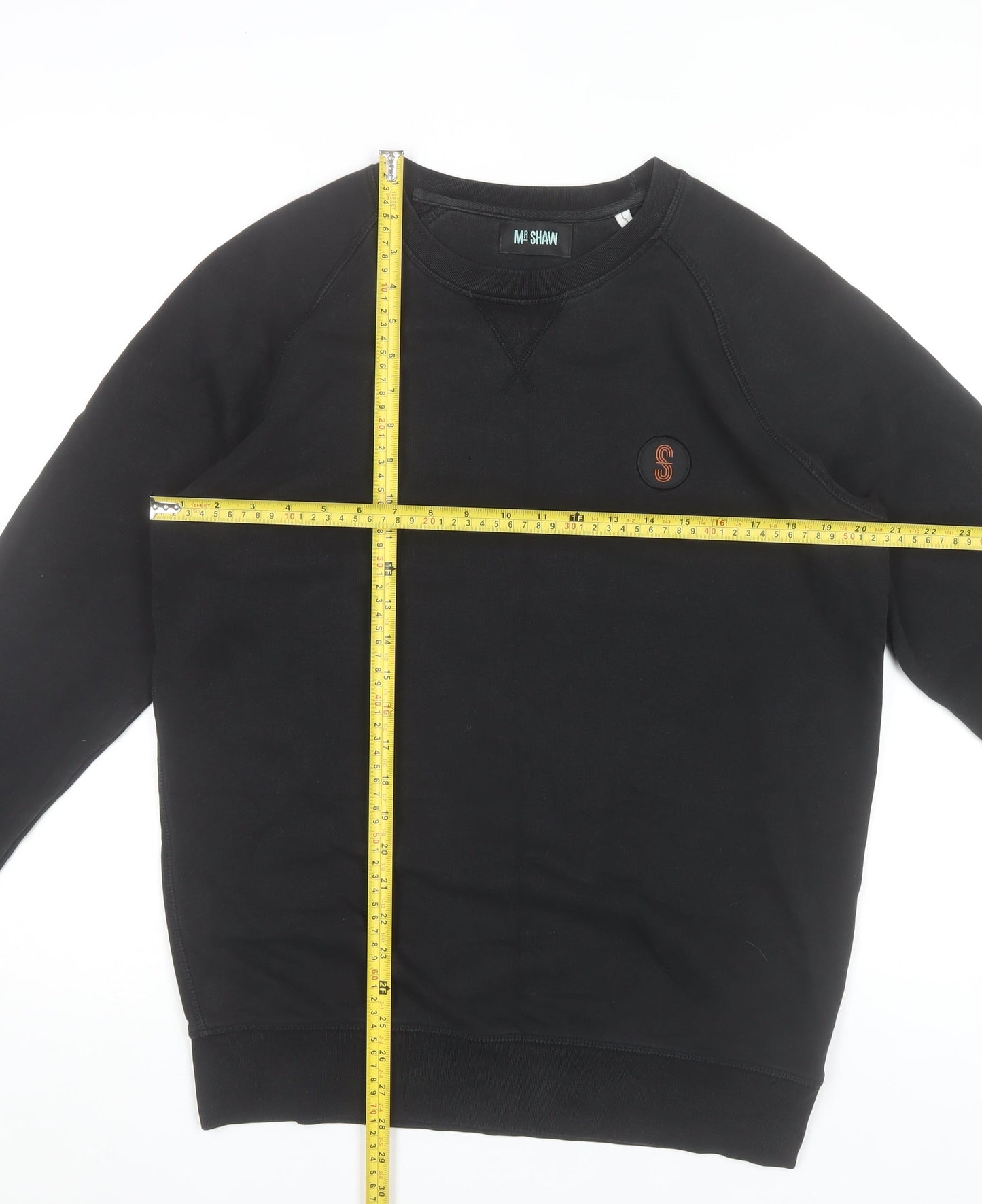 MR SHAW Men’s Black Crew Neck Pullover Sweatshirt Size L