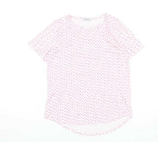 Bella di Notte Womens Pink Geometric Jersey T-Shirt Size 10