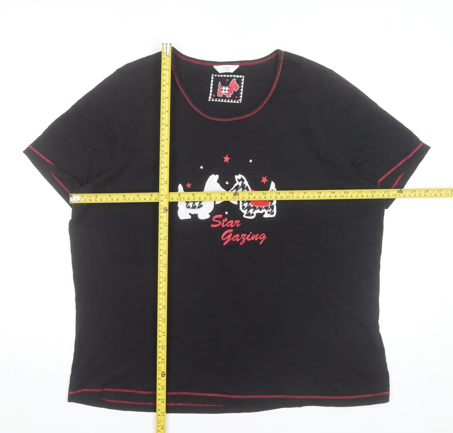 Bm Women’s Black Cotton Pyjama Top Size 20-22 Dog Print T-Shirt