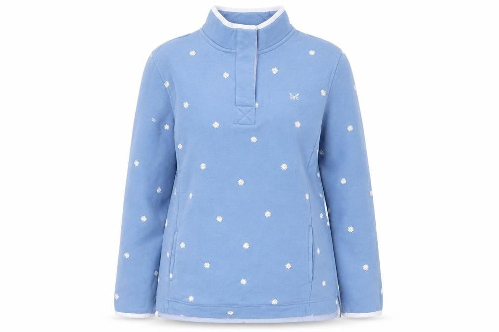 Crew Clothing Blue Floral Henley Sweatshirt Size 10