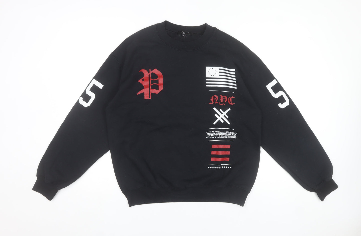 New Look Men Black Graphic NYC 1984 Sweatshirt Medium Pullover