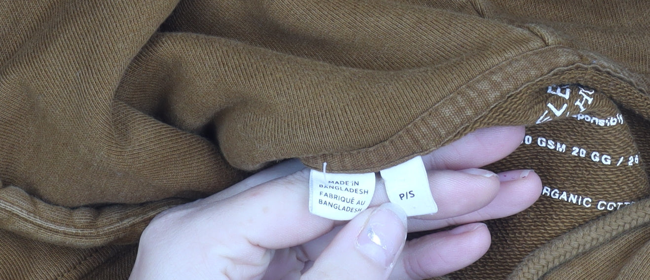 Selected Homme Men’s Brown Pullover Hoodie Size S Organic Cotton