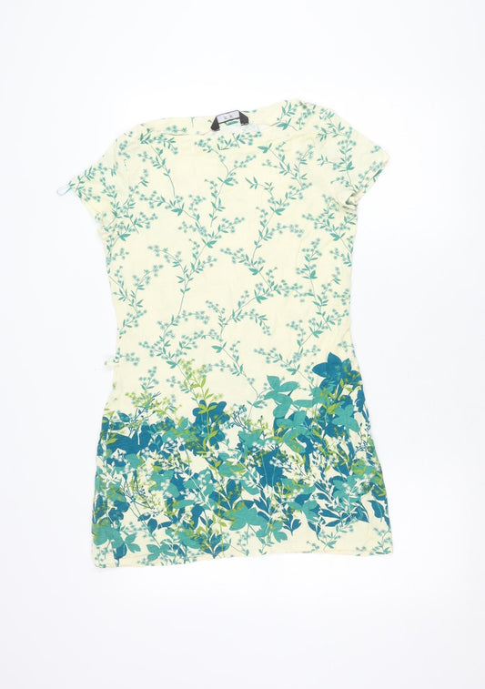 F&F Women’s Multicoloured Floral Tunic Blouse Size 12 Viscose Scoop Neck