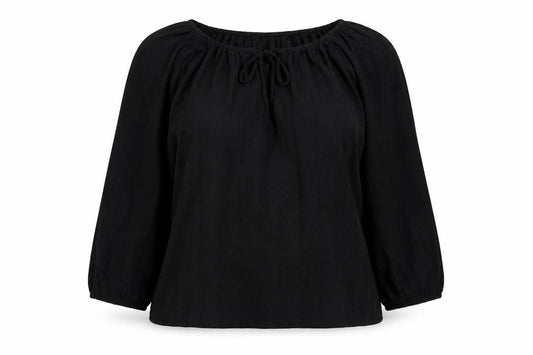 Front view of Papaya Women’s Black, size UK 14, Tunic Blouse 3/4 Sleeve Scoop Neck