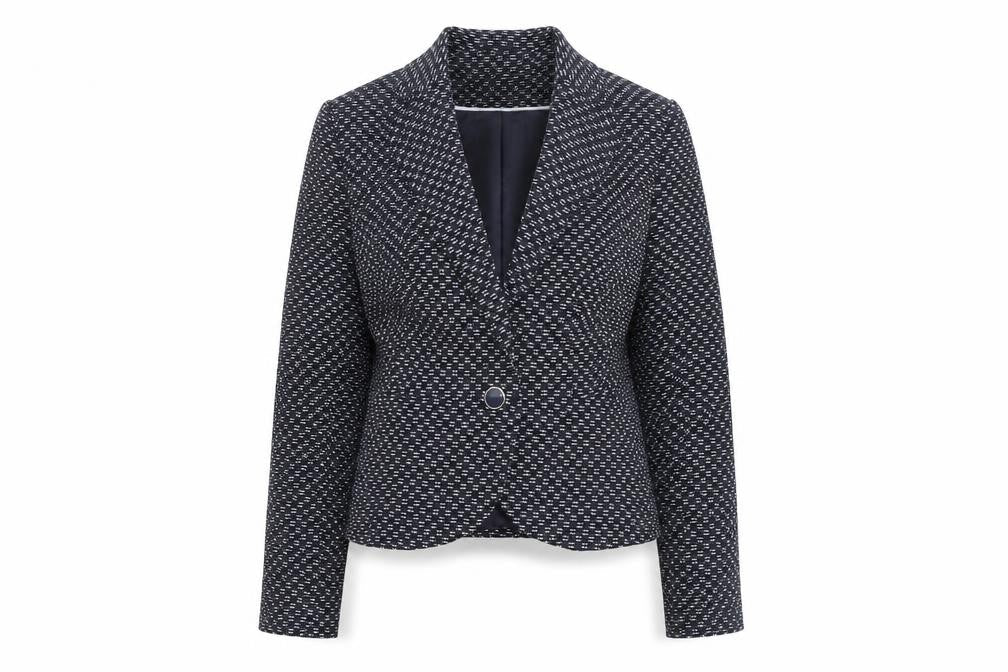 Tu Women’s Blue Geometric Blazer Size 8 Single Breasted Jacket