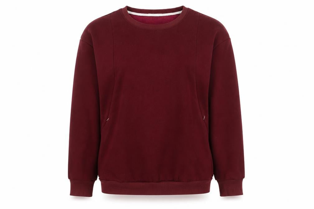 Smallshow Womens Red Crew Neck Pullover Jumper M Long Sleeve Pockets