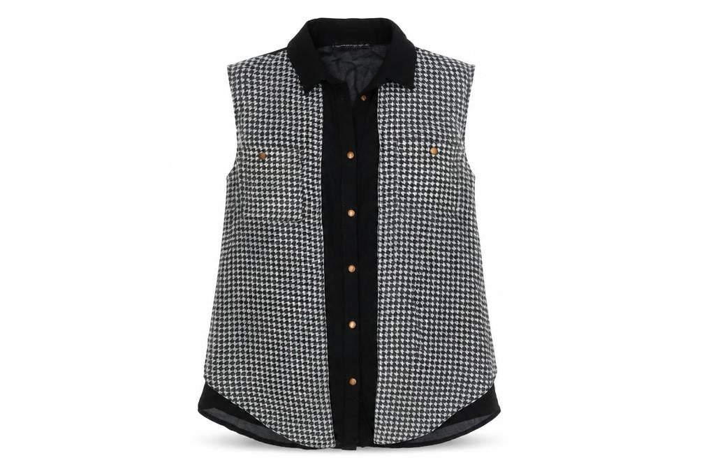 Atmosphere Womens Black Houndstooth Button Up Sleeveless Shirt Size 6