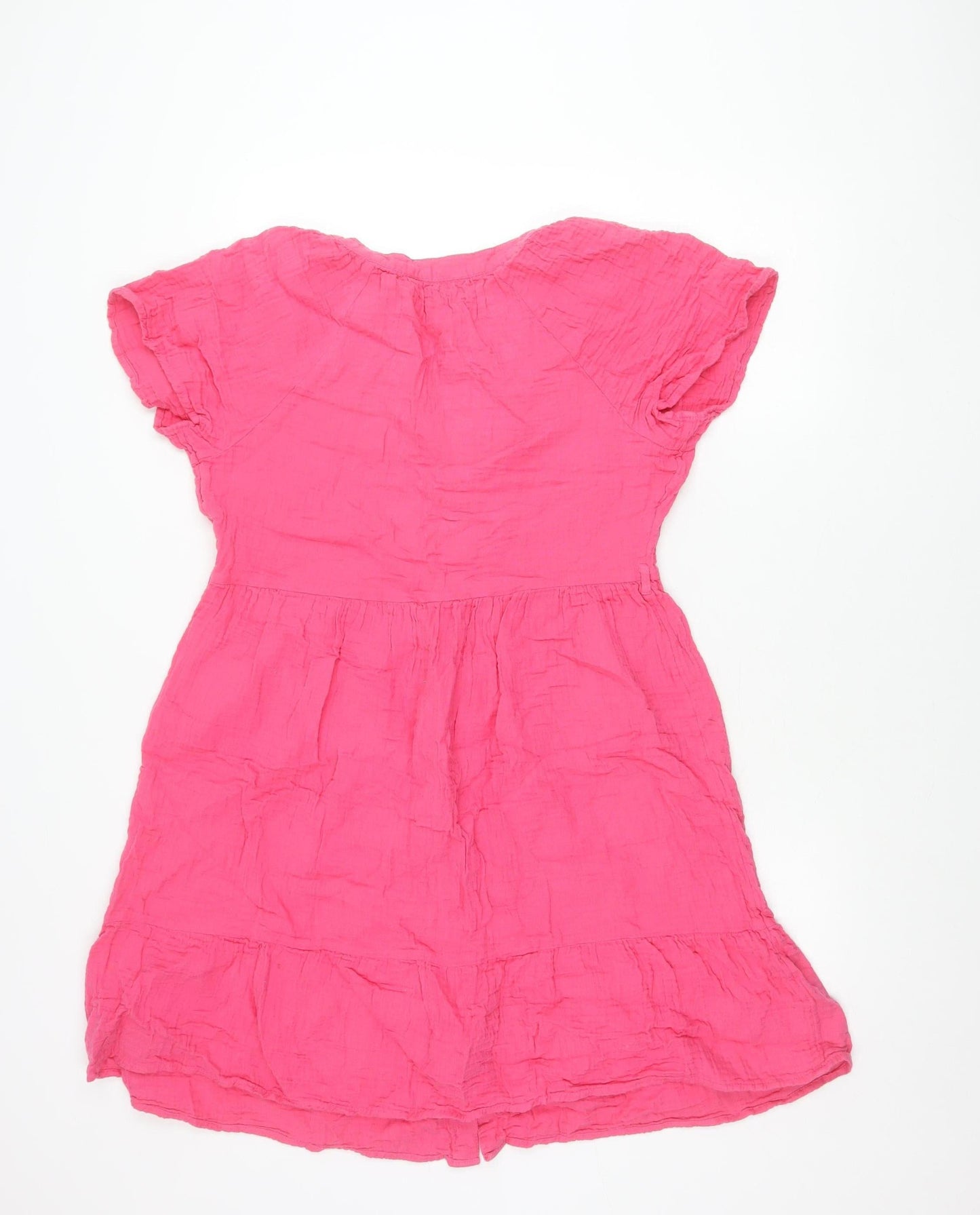 Nutmeg Women Pink Cotton Button Shirt Dress Size 10 Casual Summer