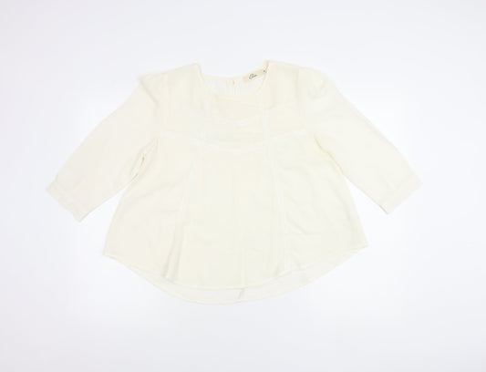 Elodie Womens Ivory Blouse Size M 3/4 Sleeve Tunic Top