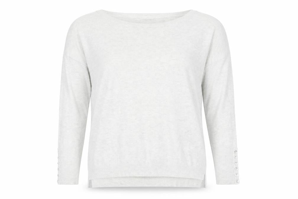 Zara Women Grey Knit Pullover Jumper Small Boat Neck Long Sleeve