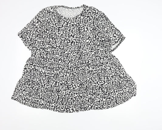 New Look Women’s Plus Size 22 Black Animal Print Tunic Blouse