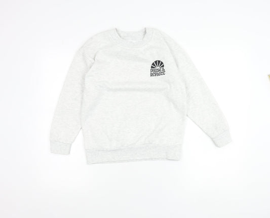 Primark Girls Grey Sweatshirt 9-10 Years Crew Neck Logo Print