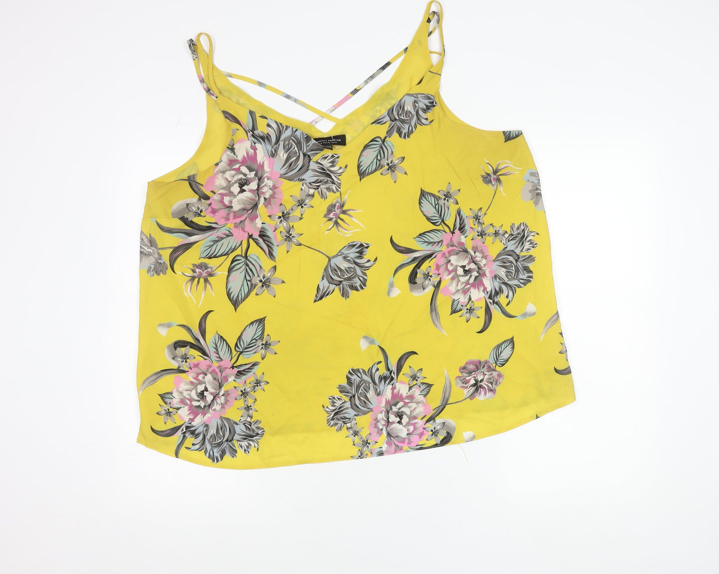 Dorothy Perkins Womens Yellow Floral Camisole Tank Top Size 20