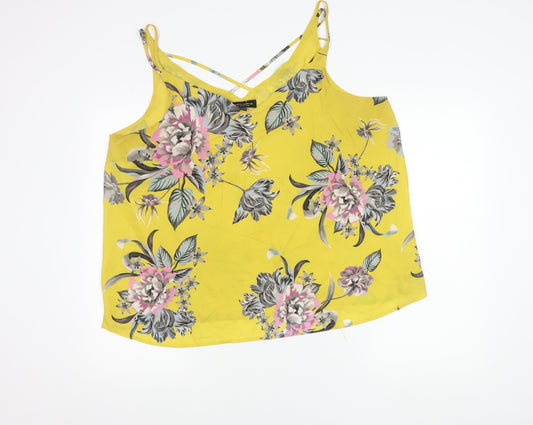 Dorothy Perkins Womens Yellow Floral Camisole Tank Top Size 20