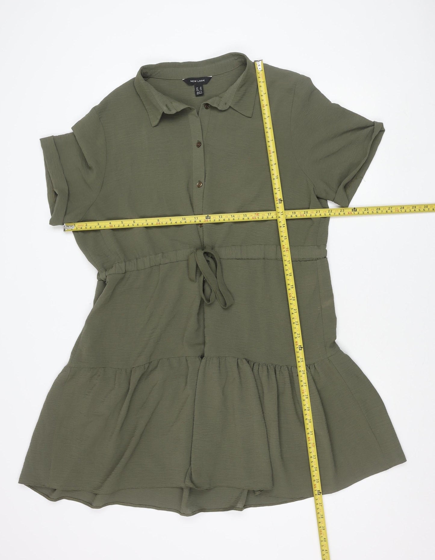 New Look Women’s Green Shirt Dress Size 18 Short Sleeve Collared